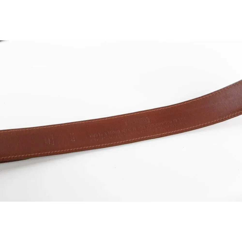 Coach Vintage Cognac Brown Lizard Embossed Leather Belt Brass Buckle Size 36 90